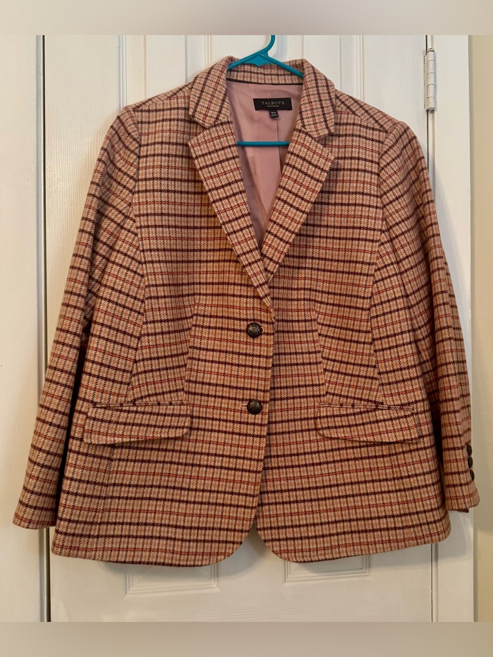 Talbots Rose Plaid Single-Breasted Blazer 18W Petite